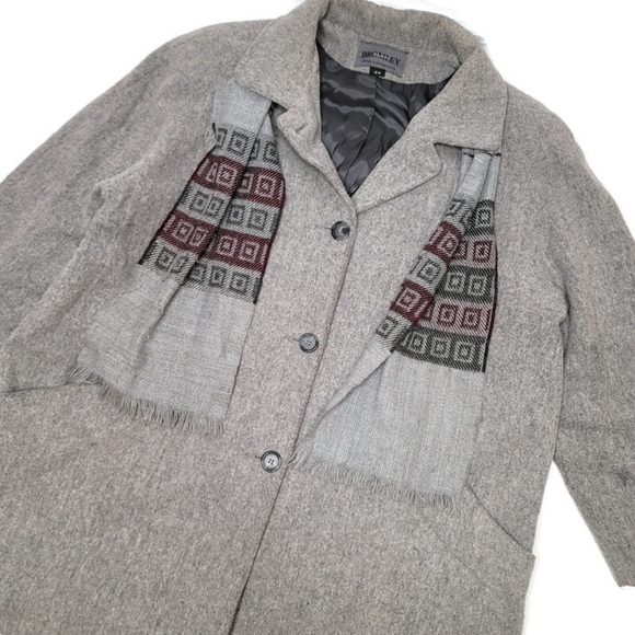 Bromley collection gray wool blend jacket with scarf size 18 women's. - Picture 5 of 7